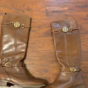 Tory Burch brown leather Calista tall riding boot